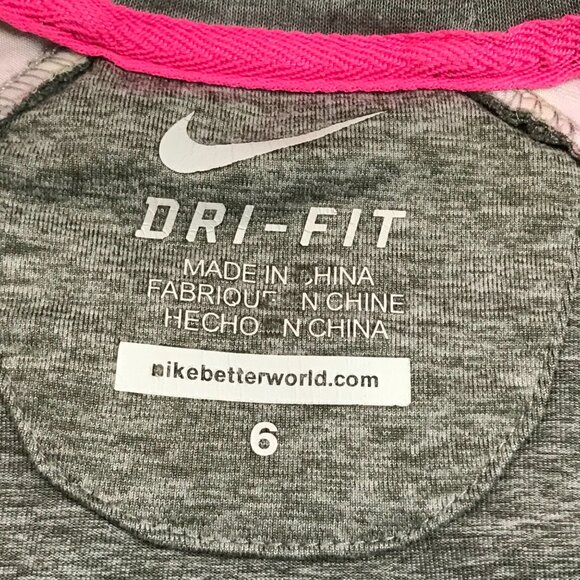 Nike Dri-Fit Lightweight Full Zip Jacket Girls Size 6 Gray, Pink Zipper Pockets - Picture 4 of 13